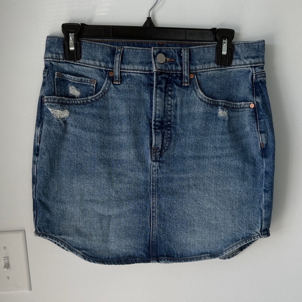 Express Distressed Blue Mini Skirt